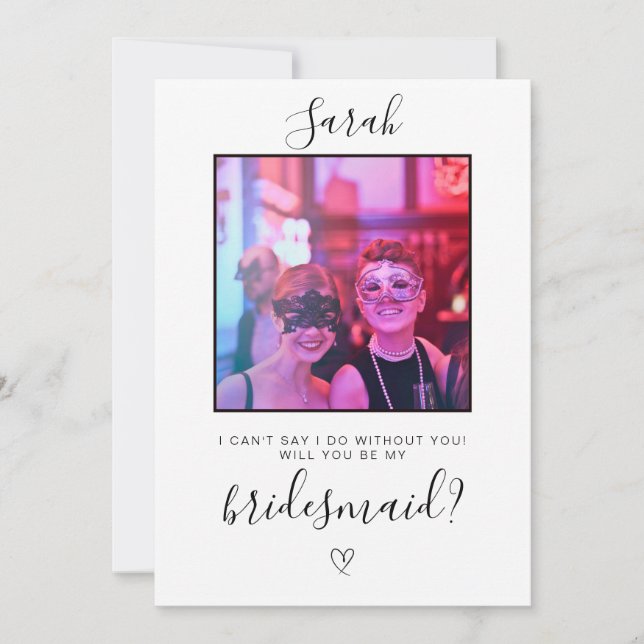 Bridesmaid Frieri kort med foto (Framsida)