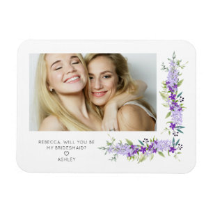 Bridesmaid Frieri Lila Shades Flowers Photo Magnet
