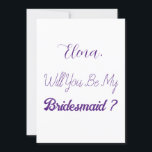 Bridesmaid Frieri Lila White Elegant bröllop Inbjudningar<br><div class="desc">Frieri kort för enkel och coola brud! Du kan ändra texten och även ändra färg!</div>