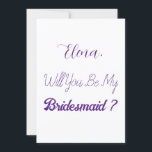 Bridesmaid Frieri Lila White Elegant bröllop Inbjudningar<br><div class="desc">Frieri kort för enkel och coola brud! Du kan ändra texten och även ändra färg!</div>