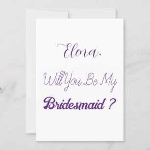 Bridesmaid Frieri Lila White Elegant bröllop Inbjudningar