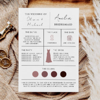 Bridesmaid Frieri & Maid of honor Card Inbjudningar