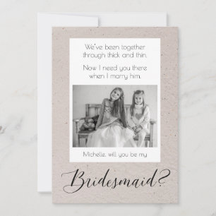 Bridesmaid Frieri med Photo på Rustic Back Inbjudningar