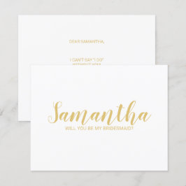 Bridesmaid Frieri | Modern skrift vit och Guld Inbjudningar