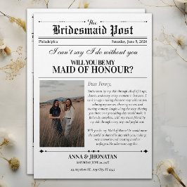 Bridesmaid Frieri Newspaper Photo Retro Inbjudningar