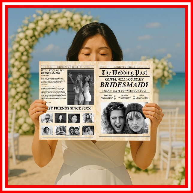 Bridesmaid Frieri Newspaper Rustic Maid of honor Kort (Skapare uppladdad)