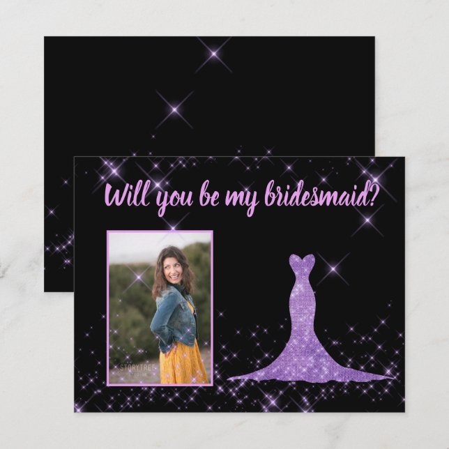 Bridesmaid Frieri Photo med justerbar gräns Inbjudningar (Fram/baksida)