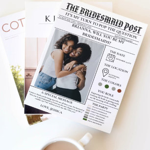 Bridesmaid frieri tidningen+Bridesmaid Info Card Inbjudningar