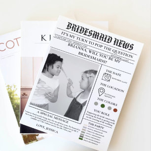 Bridesmaid frieri tidningen+Bridesmaid Info Card Inbjudningar