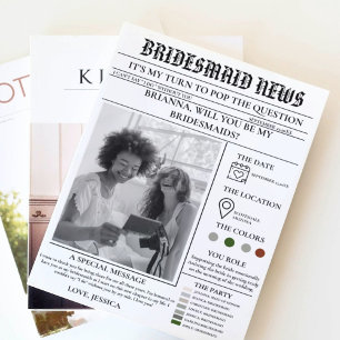 Bridesmaid frieri tidningen+Bridesmaid Info Card Inbjudningar