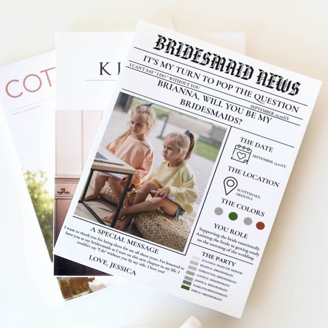 Bridesmaid frieri tidningen+Bridesmaid Info Card Inbjudningar (Skapare uppladdad)