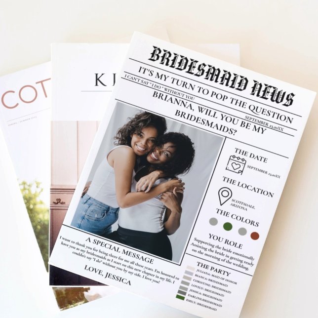 Bridesmaid frieri tidningen+Bridesmaid Info Card Inbjudningar (Skapare uppladdad)