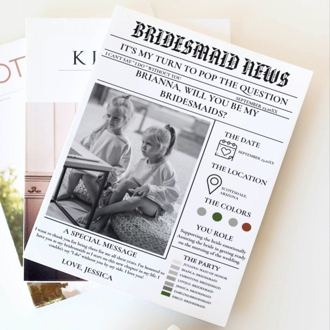 Bridesmaid frieri tidningen+Bridesmaid Info Card Inbjudningar (Skapare uppladdad)