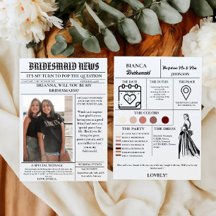 Bridesmaid frieri tidningen+Bridesmaid Info Card Inbjudningar