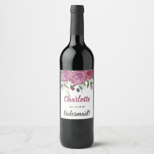 Bridesmaid frieri vattenfärgen ro Vin etikett