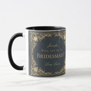 Bridesmaid Frieri Vintage Navy Blue Guld Elegant Mugg