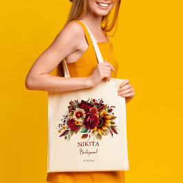 Bridesmaid-gåvor, solblommor av burgundisk ro tygkasse