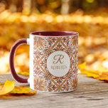 Bridesmaid-gåvor Terracotta Talavera monogram Mugg<br><div class="desc">Bridesmaider ger mexikanska talavera terracotta marrone-bruna elegant bröllop i monogrammat,  anpassade kaffekaffe mugg,  personlig namn muggar-tryckta bröllopsfest favörer ,  nyanser av bruna talavera brudens sida gynnar personlig namn-mugg-bröllopsgåvor till hennes muggar i monogram kaffe</div>