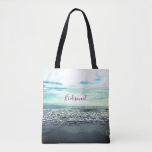 Bridesmaid Gift Beach Ocean Sea Abstrakt Blue Cute Tygkasse