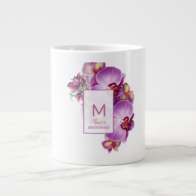 Bridesmaid Gift Blommigt Orchids Jumbo Mugg (Framsidan)