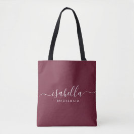 Bridesmaid Gift Burgundy Personlig Tygkasse