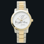 Bridesmaid Gift Elegant Monogram Rustic Chic Armbandsur<br><div class="desc">Bröllopsfest ger Bridesmaid Gift Elegant Monogram Rustic Chic Watch. Enkel Bridesmaid-elegant med klassiskt monogram initial namn och datum tryckt på ratten. Klicka på Anpassa den här mallen om du vill anpassa den med ditt första monogram, det första namn och giftermål-datumet snabbt och enkelt. Bridesmaid Gift Elegant Monogram Rustic Chic Watch...</div>
