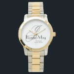 Bridesmaid Gift Elegant Monogram Rustic Chic Armbandsur<br><div class="desc">Bröllopsfest ger Bridesmaid Gift Elegant Monogram Rustic Chic Watch. Enkel Bridesmaid-elegant med klassiskt monogram initial namn och datum tryckt på ratten. Klicka på Anpassa den här mallen om du vill anpassa den med ditt första monogram, det första namn och giftermål-datumet snabbt och enkelt. Bridesmaid Gift Elegant Monogram Rustic Chic Watch...</div>