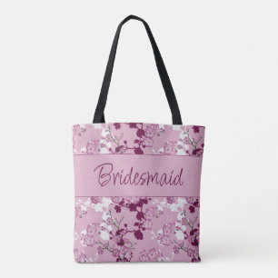 Bridesmaid Gift Elegant Rosa Cherry Blommars Tygkasse