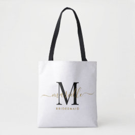 Bridesmaid Gift Guld Black Monogram White Tygkasse