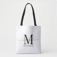 Bridesmaid Gift Guld Monogram White