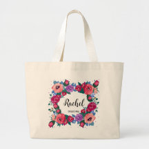 Bridesmaid Gift Lila Röd ros Tote Bag
