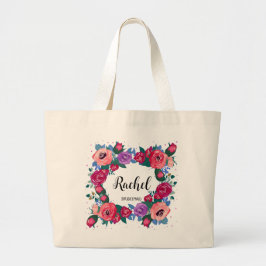 Bridesmaid Gift Lila Röd ros Tote Bag Jumbo Tygkasse