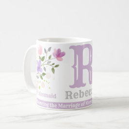 Bridesmaid Gift med Namn & Initial. Blommigtens ut Kaffemugg