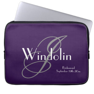 Bridesmaid Gift Monogram & Namn Modern Coola Chic Laptop Fodral