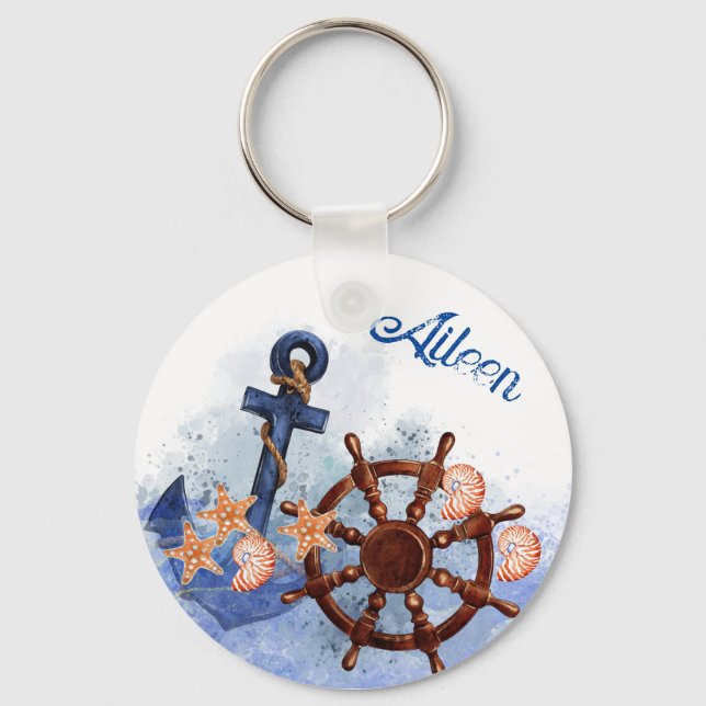 Bridesmaid Gift Nautical Beach Wedding Nyckelring (Framsida)