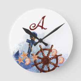 Bridesmaid Gift Nautical Beach Wedding Rund Klocka