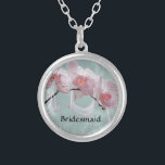 Bridesmaid Gift Orchid Necklace Silverpläterat Halsband<br><div class="desc">En gåva av Orchid Necklace på ljusa rosa och ljust grönt.</div>