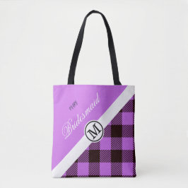 Bridesmaid Gift Orchid Play Tartan Personlig Tygkasse