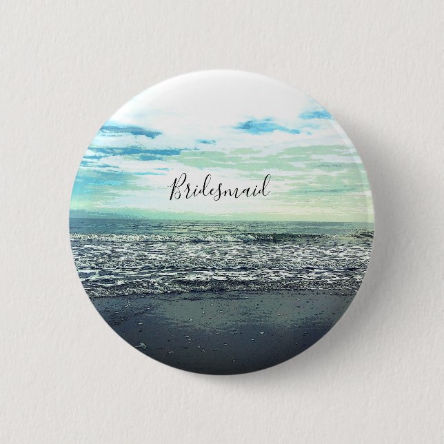 Bridesmaid Gift Party Favor Beach Ocean Abstrakt Knapp (Framsida)