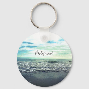 Bridesmaid Gift Party Favor Beach Ocean Abstrakt Nyckelring