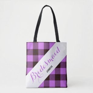 Bridesmaid Gift Personlig Namn Tartan Simple Tygkasse