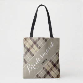 Bridesmaid Gift Personlig Namn Tartan Simple Tygkasse