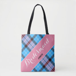 Bridesmaid Gift Personlig Namn Tartan Simple Tygkasse