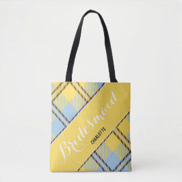 Bridesmaid Gift Personlig Simple Namn Tartan Tygkasse