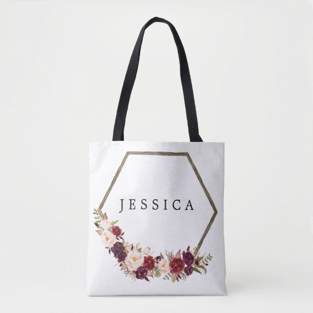 Bridesmaid Gift Personlig Tote Bag Boho Tygkasse (Framsida)