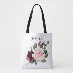 Bridesmaid Gift Personlig Tote Bag Burgundy Tygkasse