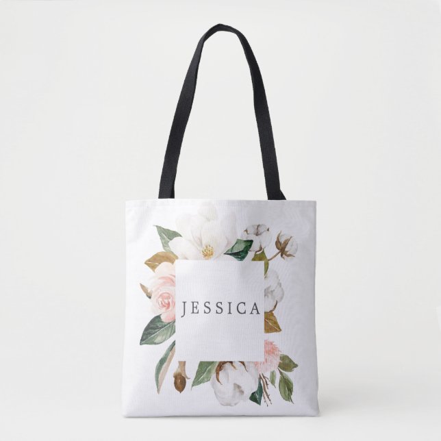 Bridesmaid Gift Personlig Tote Bag Magnolia Tygkasse (Framsida)
