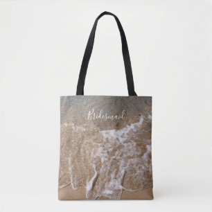 Bridesmaid Gift Sandy Beach Ocean Sea Vatten Vågar Tygkasse