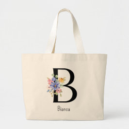 Bridesmaid Gift Vild Flower Alphabet B Tote Bag Jumbo Tygkasse
