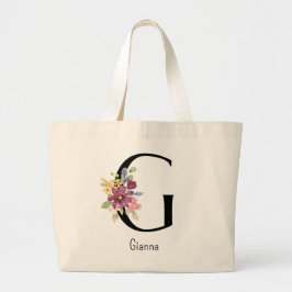 Bridesmaid Gift Vild Flower Alphabet G Tote Bag Jumbo Tygkasse